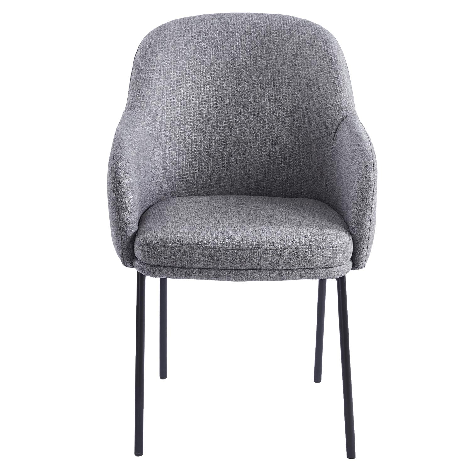 Lot de 8 chaises modernes matelassées Inaya Métal Noir et Tissu Gris