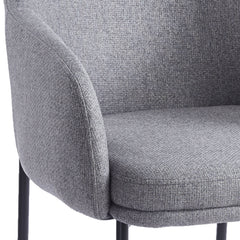 Lot de 8 chaises modernes matelassées Inaya Métal Noir et Tissu Gris