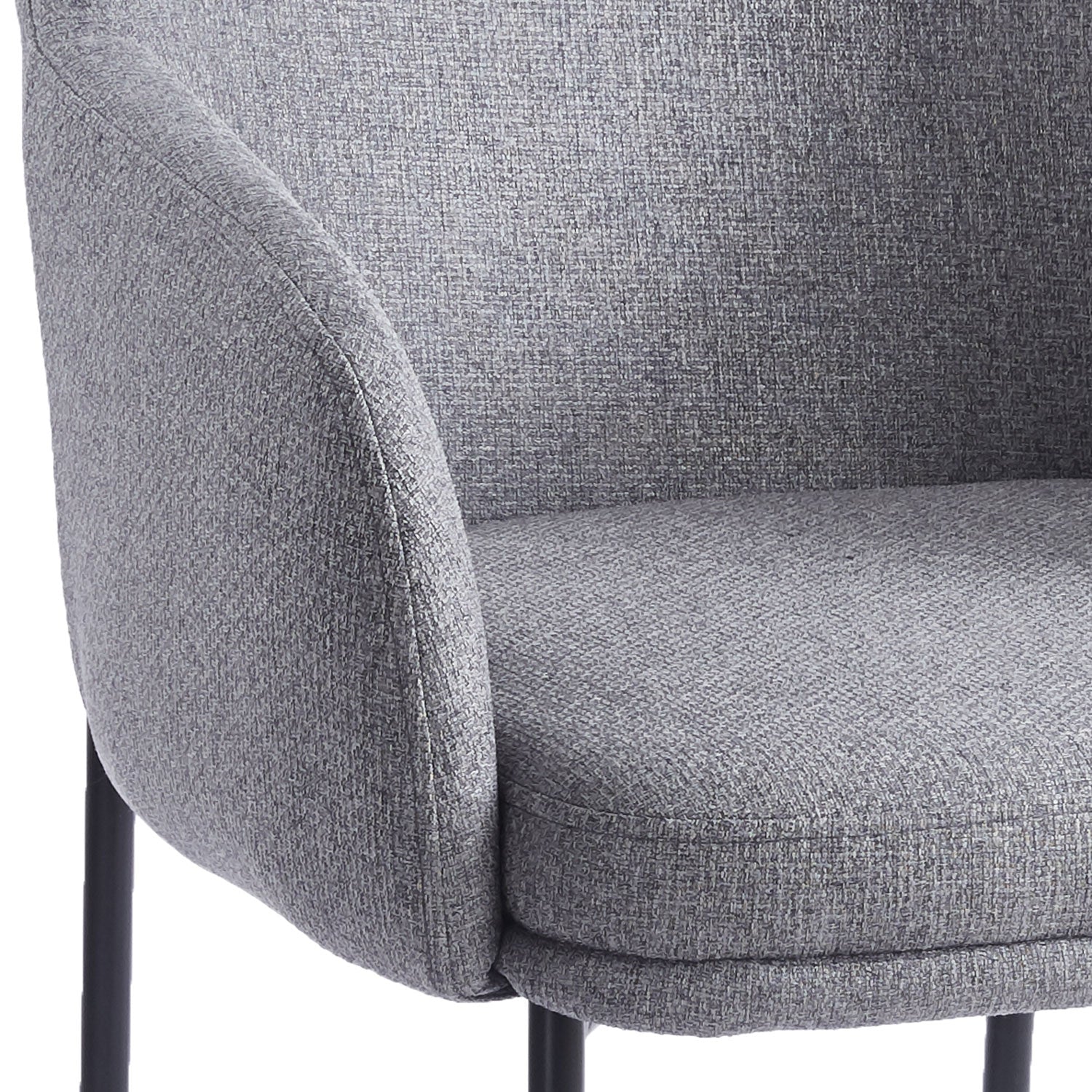 Lot de 6 chaises modernes matelassées Inaya Métal Noir et Tissu Gris