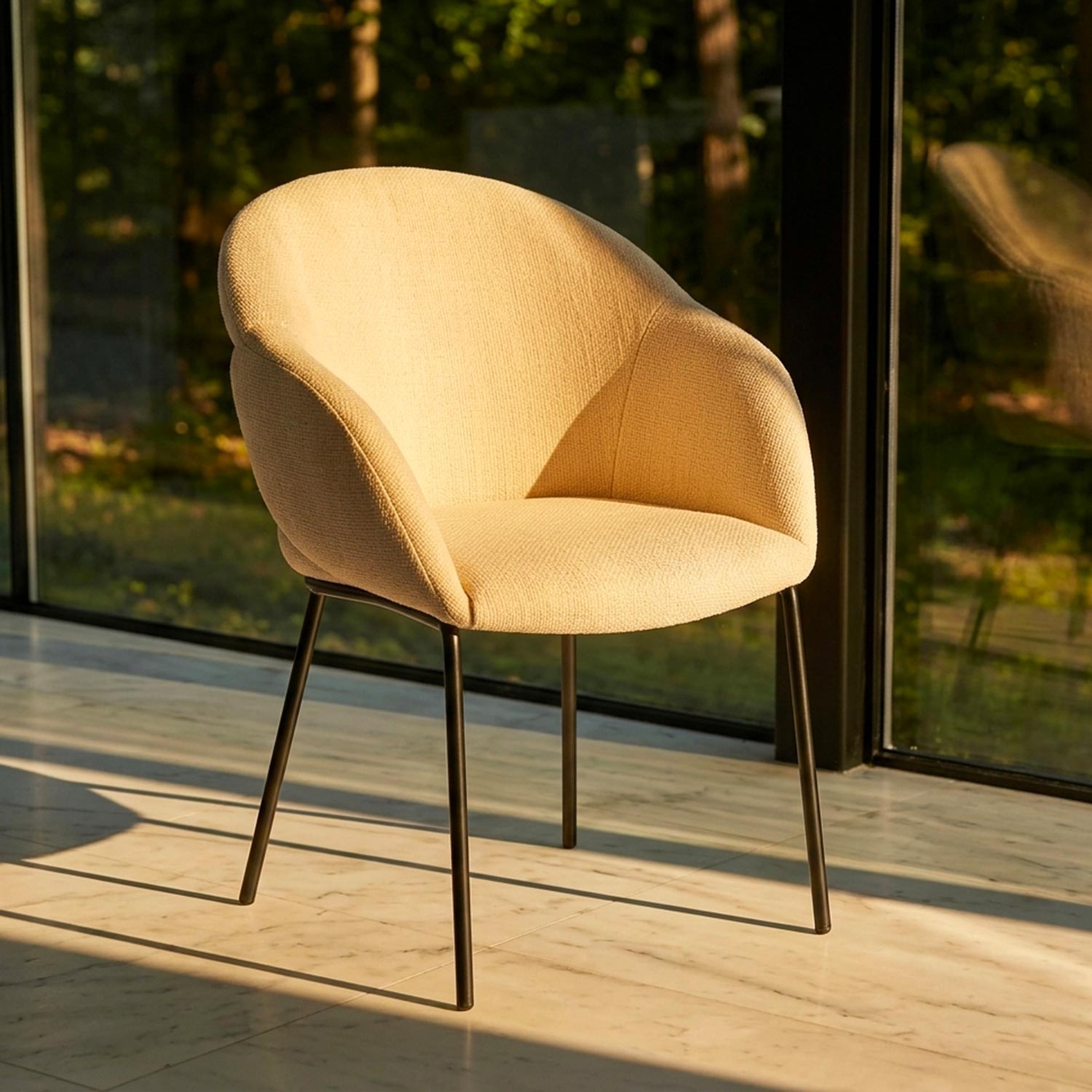 Lot de 2 chaises design enveloppant Ingrid Tissu beige