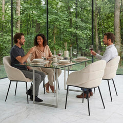 Lot de 4 chaises design enveloppant Ingrid Tissu beige