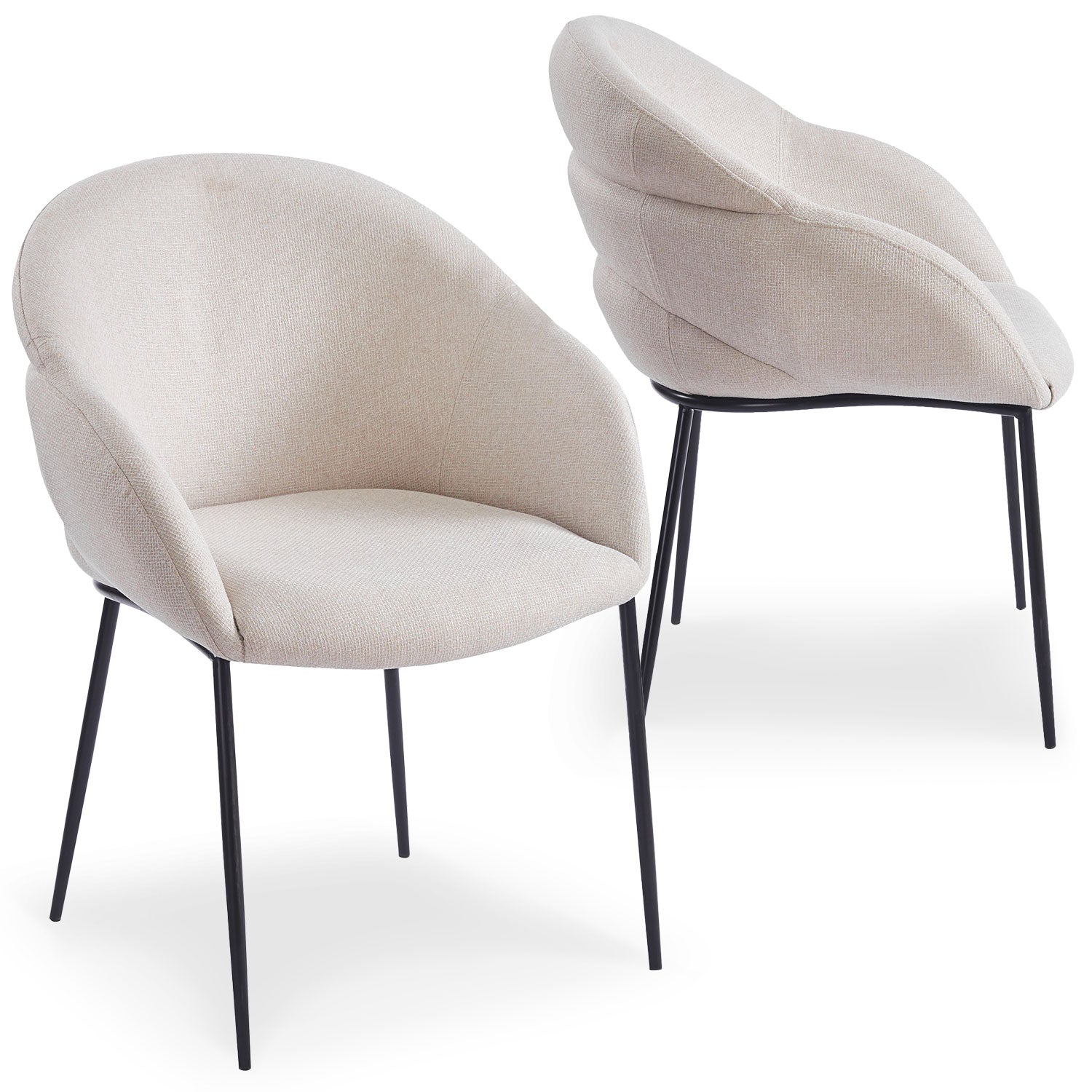 Lot de 2 chaises design enveloppant Ingrid Tissu beige