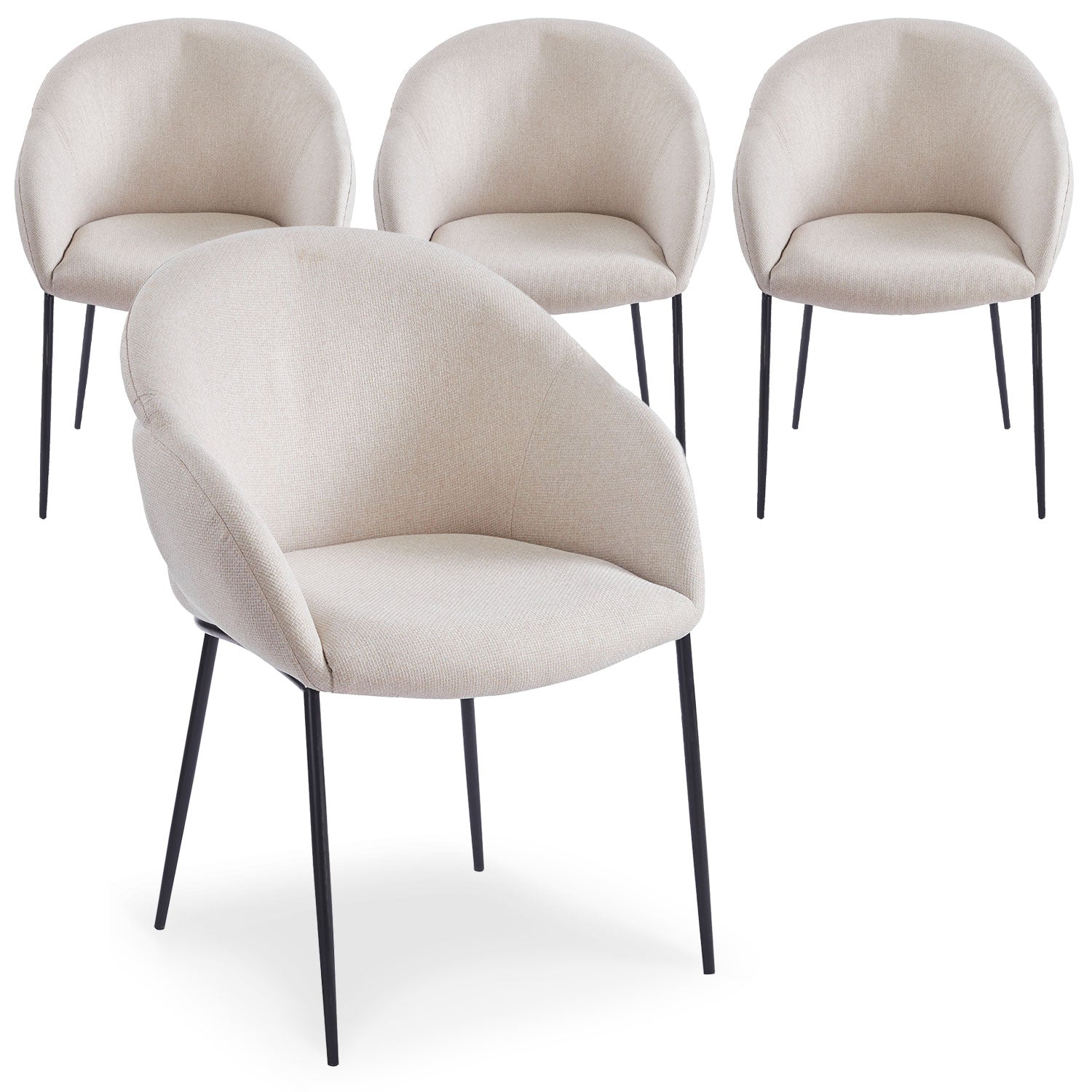 Lot de 4 chaises design enveloppant Ingrid Tissu beige