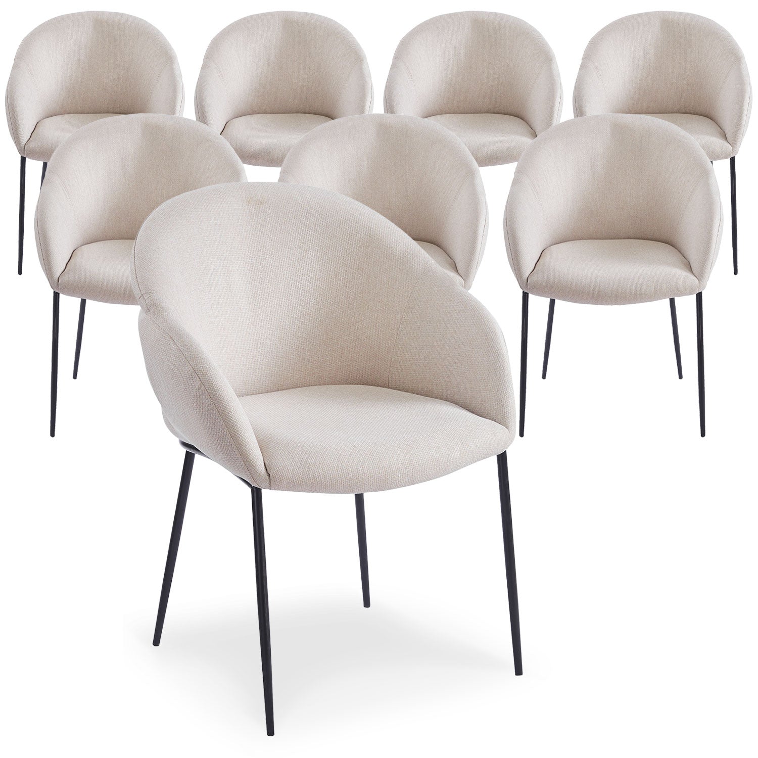 Lot de 8 chaises design enveloppant Ingrid Tissu beige