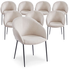 Lot de 8 chaises design enveloppant Ingrid Tissu beige