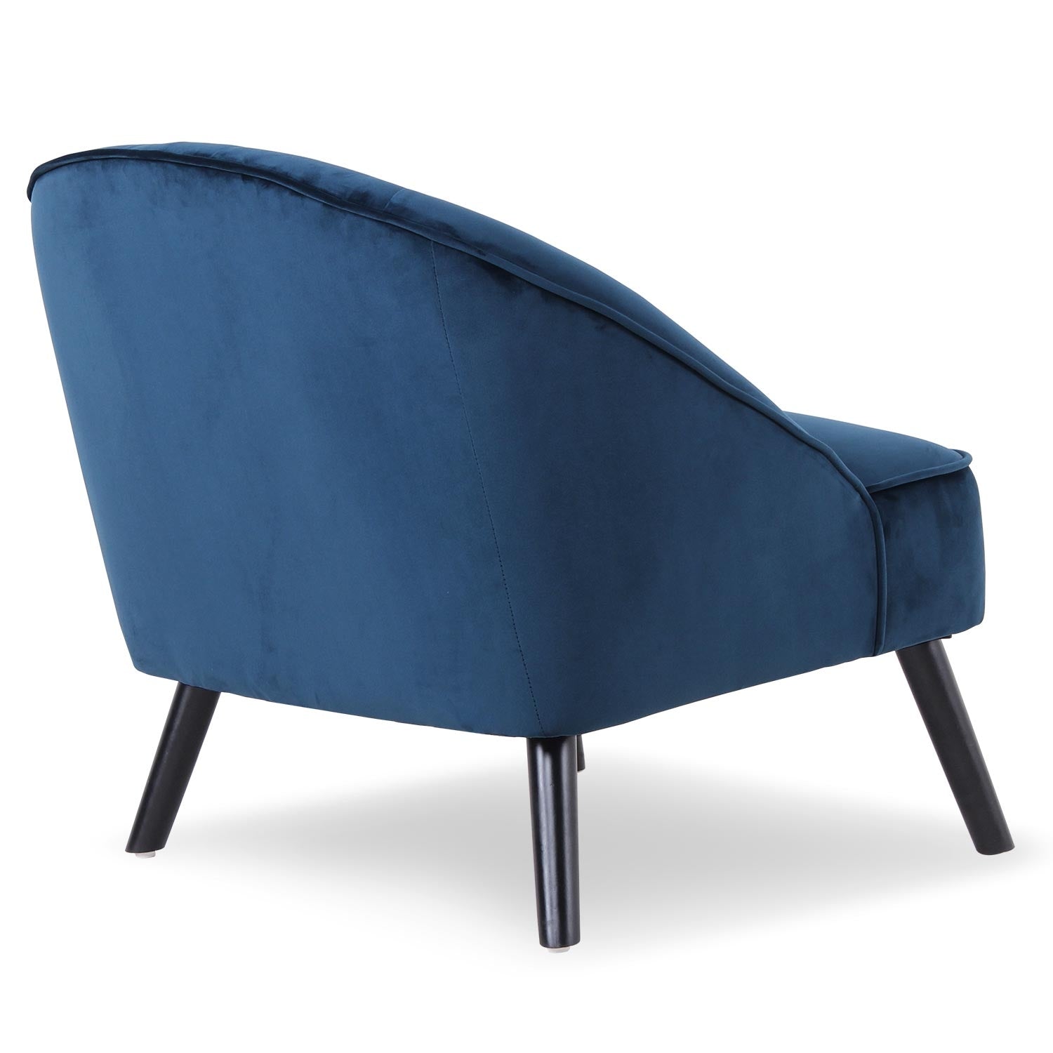 Fauteuil Ioan Velours Bleu de dos en biais