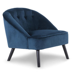 Fauteuil Ioan Velours Bleu en biais