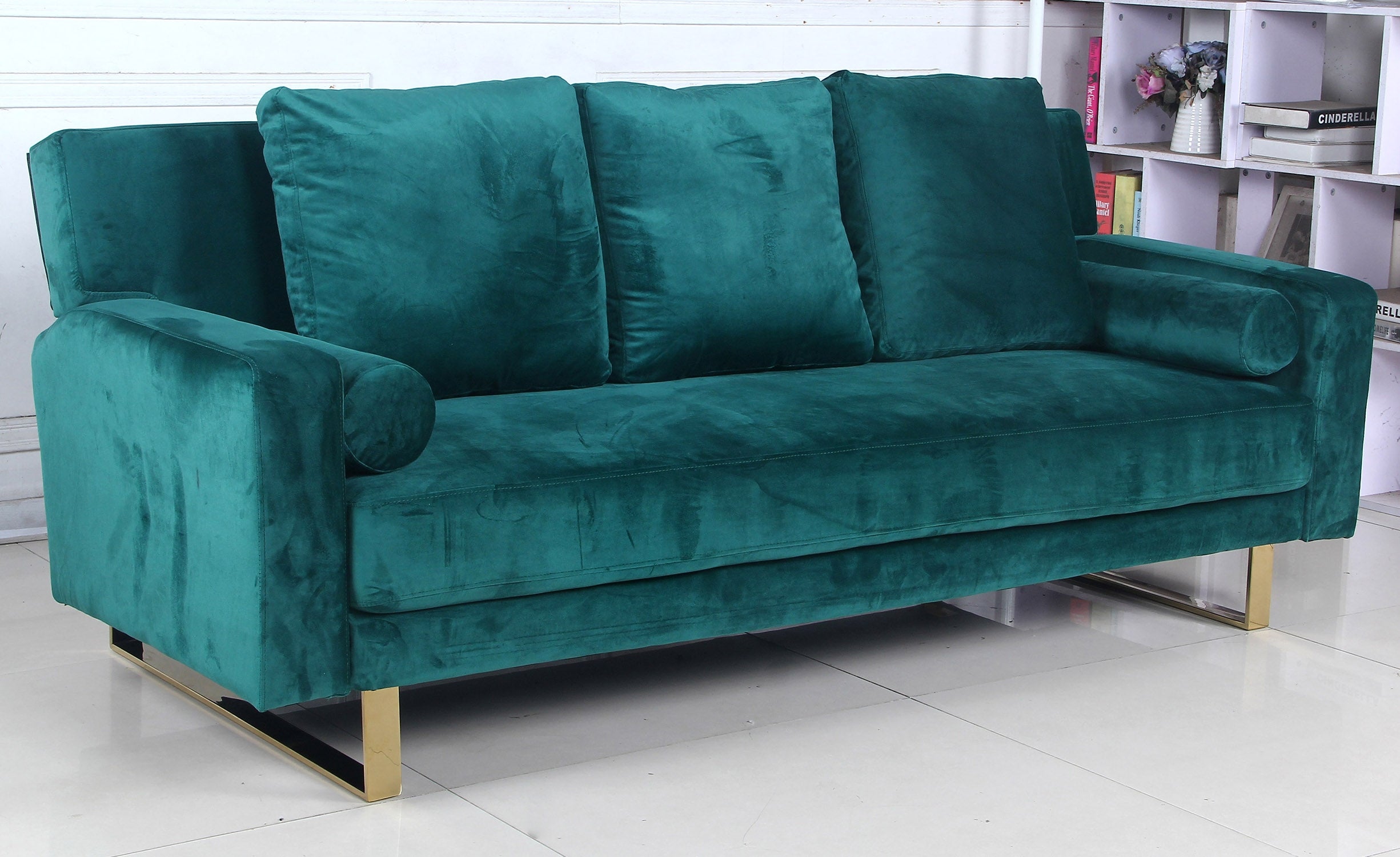 Canapé convertible Moonlight Velours Vert Pied Or
