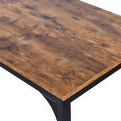 Mesa de bar con taburetes Céline de madera y metal negro