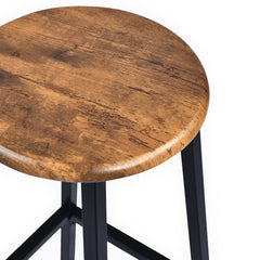 Mesa de bar con taburetes Céline de madera y metal negro