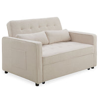 Canapé convertible 2 places tissu bouclette crème
