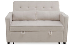 Canapé convertible 2 places Komaria Tissu bouclette Crème