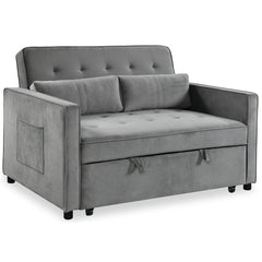 Canapé convertible 2 places Komaria Velours Gris
