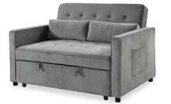 Canapé convertible 2 places Komaria Velours Gris