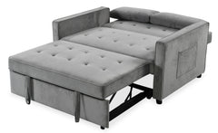 Canapé convertible 2 places Komaria Velours Gris