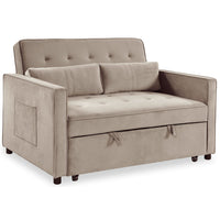 Canapé 2 places convertible en velours beige
