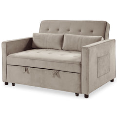 Canapé convertible 2 places Komaria Velours Beige