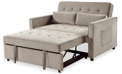 Canapé convertible 2 places Komaria Velours Beige