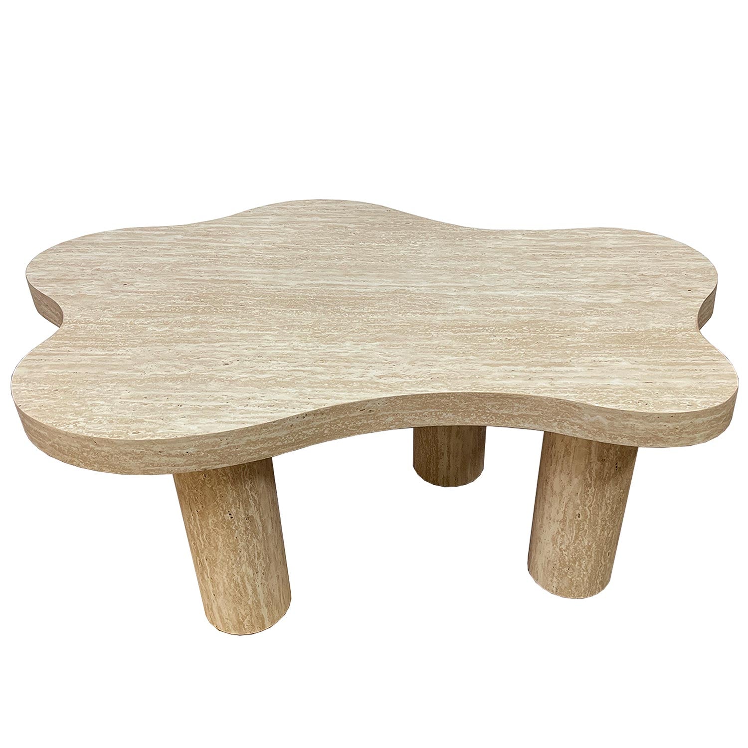 Table basse forme nuage 69x100cm Lagoon Effet Travertin Beige