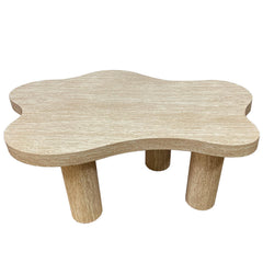 Table basse forme nuage 69x100cm Lagoon Effet Travertin Beige