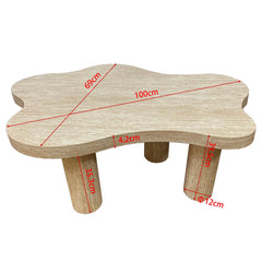 Table basse forme nuage 69x100cm Lagoon Effet Travertin Beige