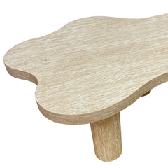 Table basse forme nuage 69x100cm Lagoon Effet Travertin Beige