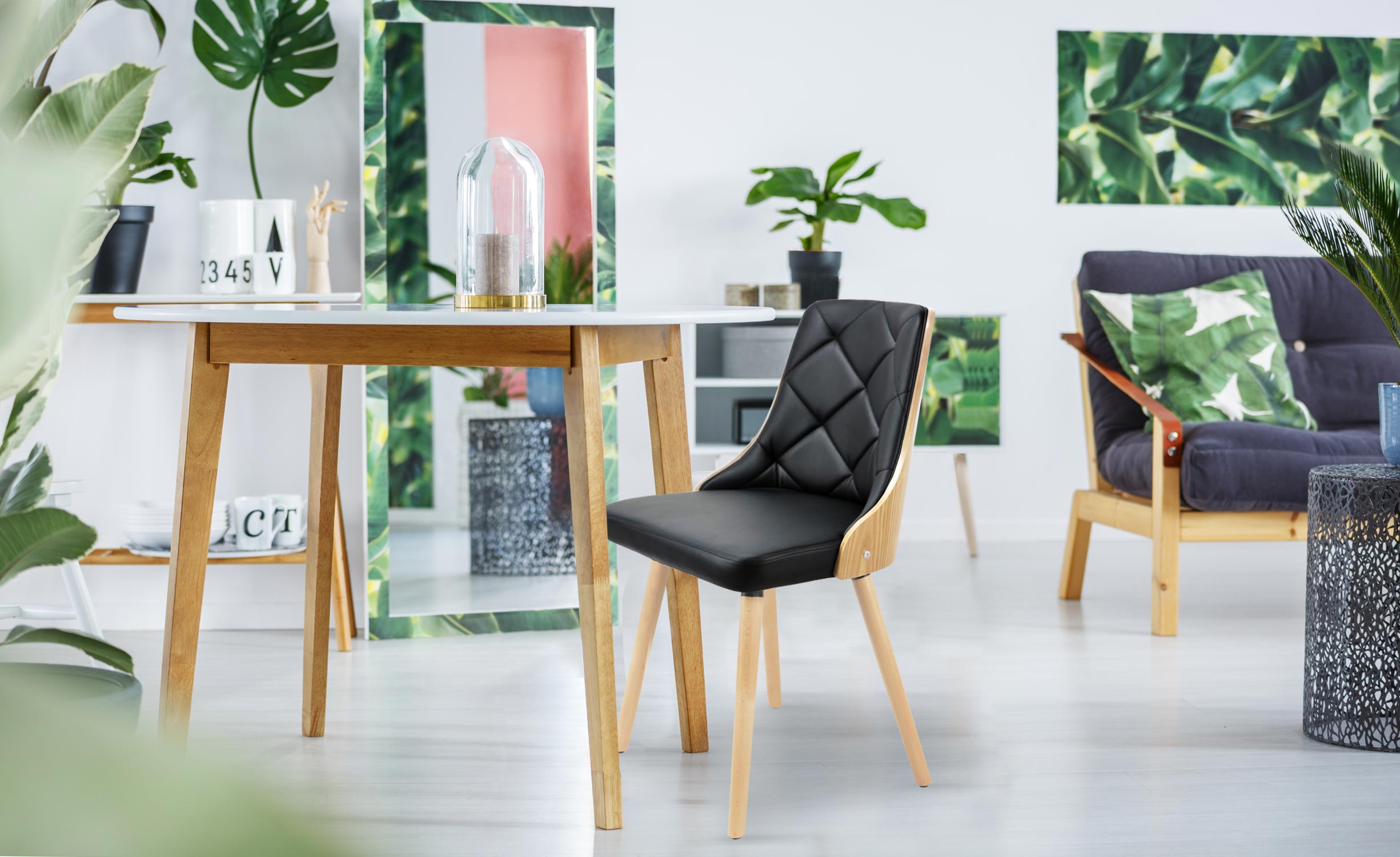 Lot de 8 chaises scandinaves Lalix Chêne Clair et Noir
