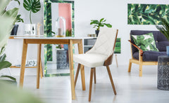 Lot de 6 chaises scandinaves Lalix Bois Noisette et Blanc