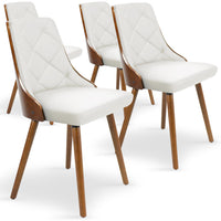 Lot de 4 chaises scandinaves en bois noisette et blanc