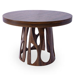 Table ronde extensible Lawina L110-260cm avec pieds design Bois Noyer