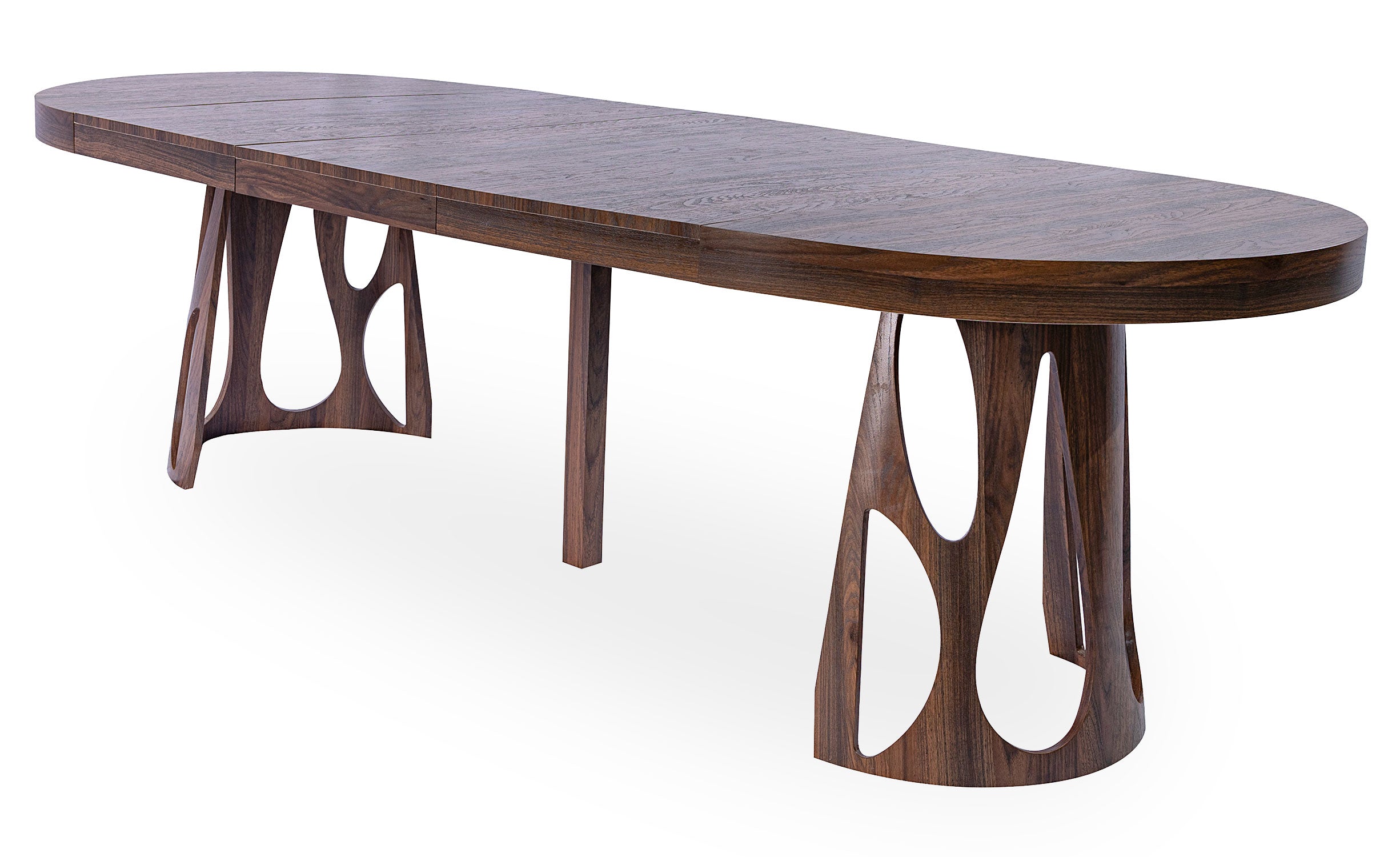 Table ronde extensible Lawina L110-260cm avec pieds design Bois Noyer