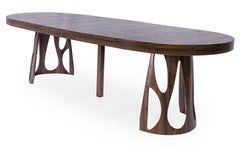 Table ronde extensible Lawina L110-260cm avec pieds design Bois Noyer