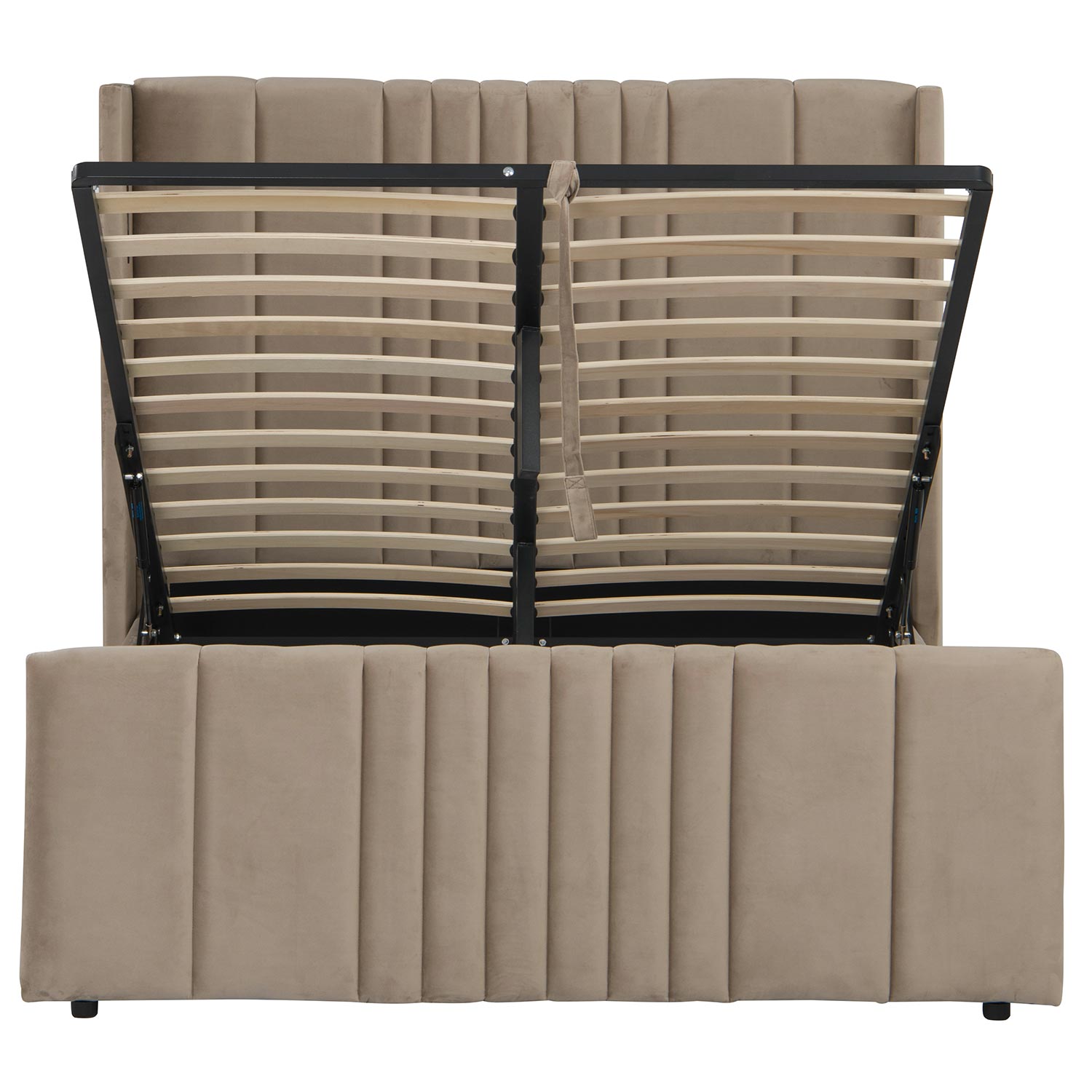 Lit complet avec sommier relevable prises USB et lumières intégrées Line 140x190cm Velours Taupe
