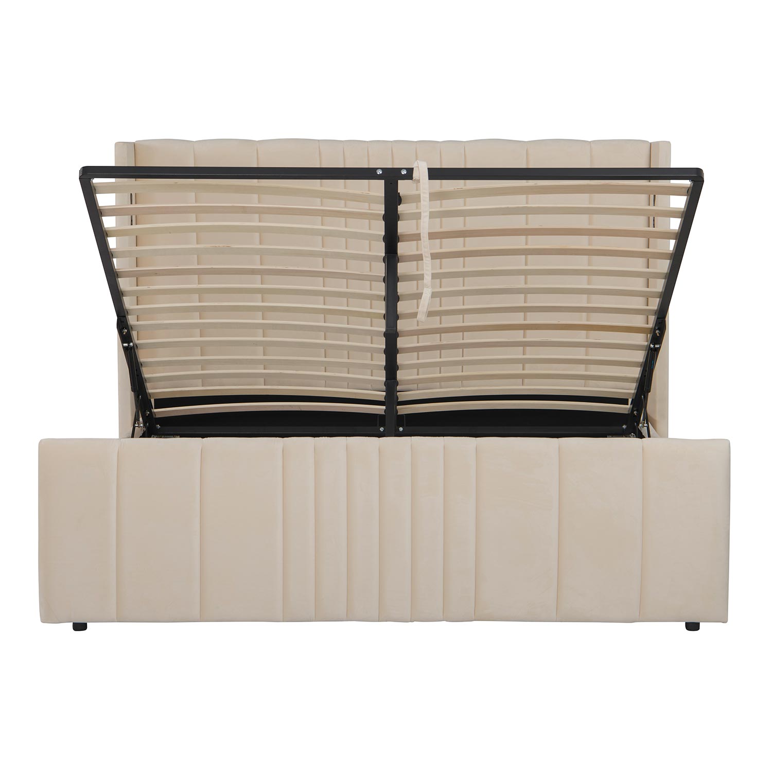 Lit complet avec sommier relevable prises USB et lumières intégrées Line 180x200cm Velours Beige
