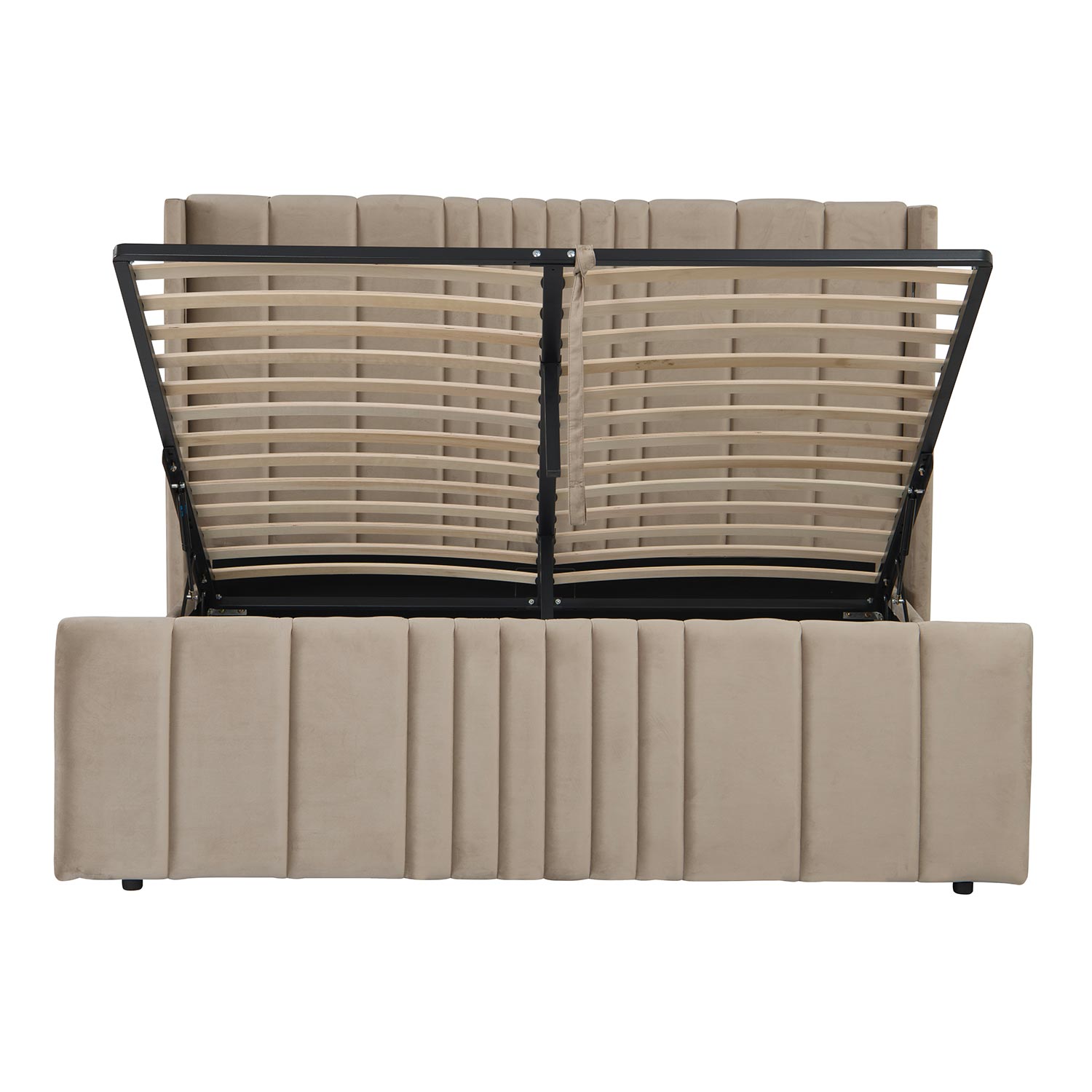 Lit complet avec sommier relevable prises USB et lumières intégrées Line 180x200cm Velours Taupe