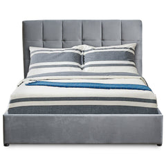 Cama doble con canapé abatible Babrin 160x200cm terciopelo plata