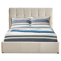 Cama doble con canapé abatible Babrin 160x200cm terciopelo beige