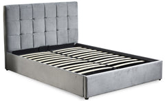 Cama doble con canapé abatible Babrin 160x200cm terciopelo plata