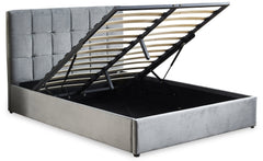 Cama doble con base elevable Babrin 180x200 cm terciopelo plateado