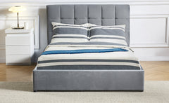 Cama doble con base elevable Babrin 180x200 cm terciopelo plateado
