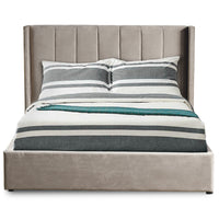 Lit double avec sommier relevable Baccar 140x190cm velours taupe