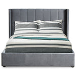 Cama doble Baccar con canapé abatible de terciopelo gris 140x190 cm
