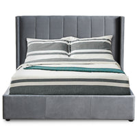 Lit double Baccar avec sommier relevable en velours gris 140x190 cm