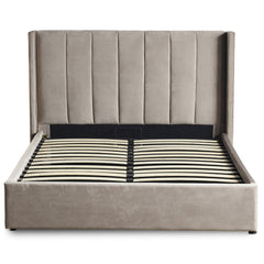 Lit double avec sommier relevable Baccar 140x190cm velours taupe