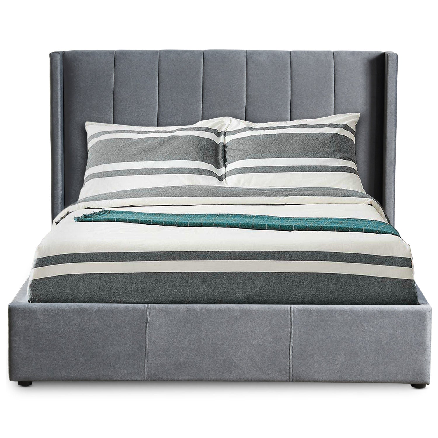 Lit double Magorial avec sommier relevable 180x200cm Velours Gris