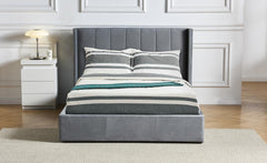 Lit double Magorial avec sommier relevable 180x200cm Velours Gris