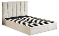 Cama doble con canapé abatible Babrin de 140x190cm de terciopelo beige