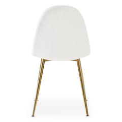 Lot de 4 chaises en tissu bouclette blanc matelassées Atona