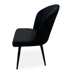 Lot de 2 chaises matelassées coutures verticales Louvenda Velours Noir