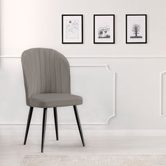 Lot de 2 chaises matelassées coutures verticales Louvenda Velours Taupe
